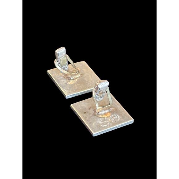 Sterling Silver Taxco Vtg MCM Matador Shadowbox Cuff Links 24.59g For Repair - Picture 5 of 7